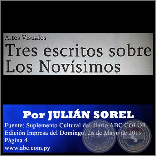 TRES ESCRITOS SOBRE LOS NOVÍSIMOS - Por JULIÁN SOREL - Domingo, 26 de Mayo de 2019